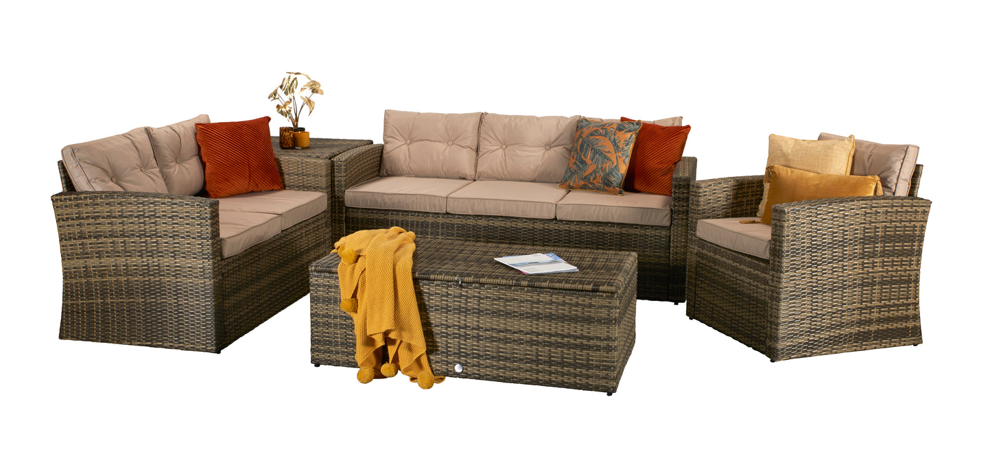 Signature Weave - Outdoor Furniture - Holly - 5 Piece Sofa Set In Mixed Brown Steel Frame